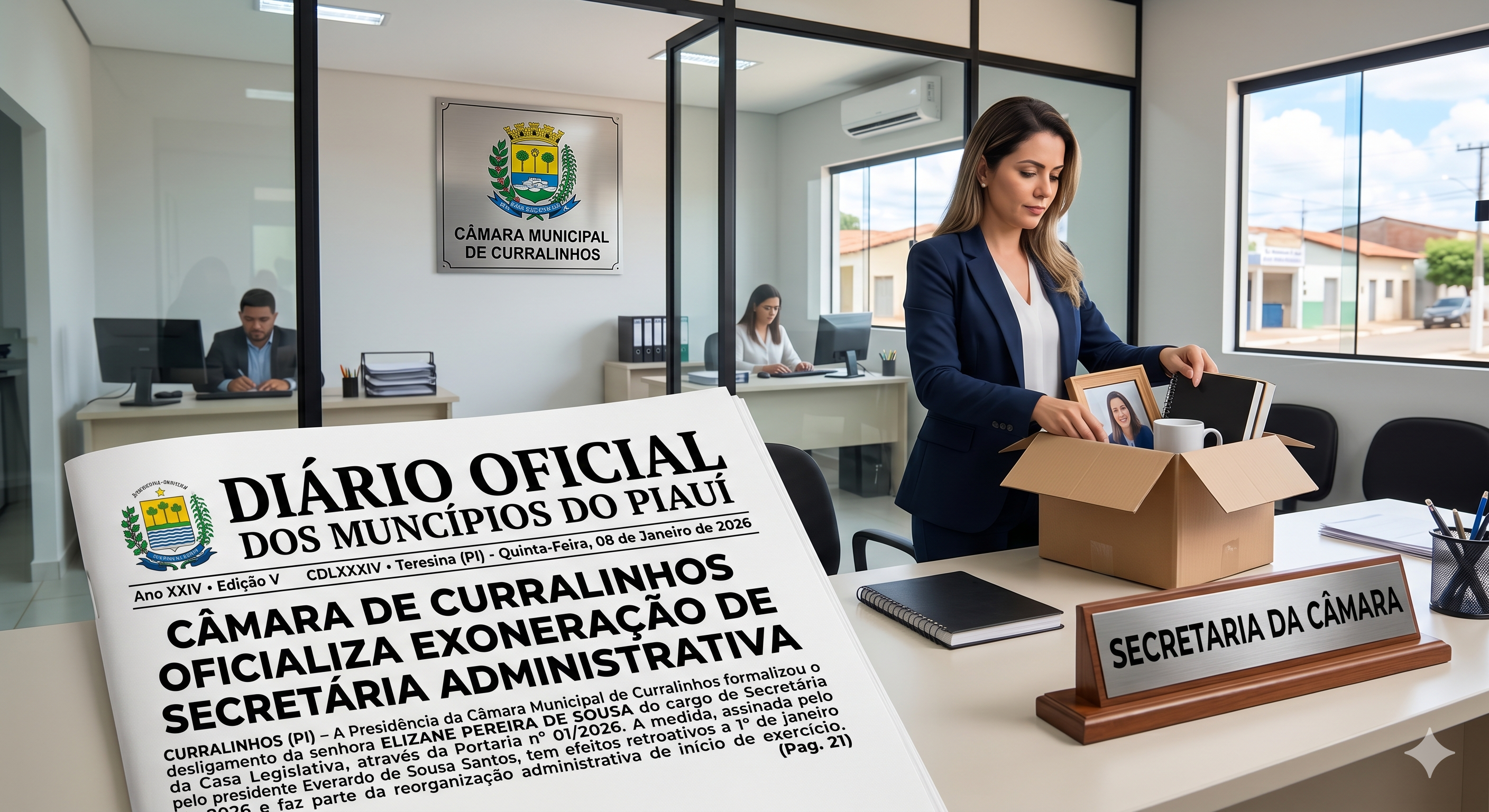 Câmara de Curralinhos Oficializa Exoneração de Secretária Administrativa
